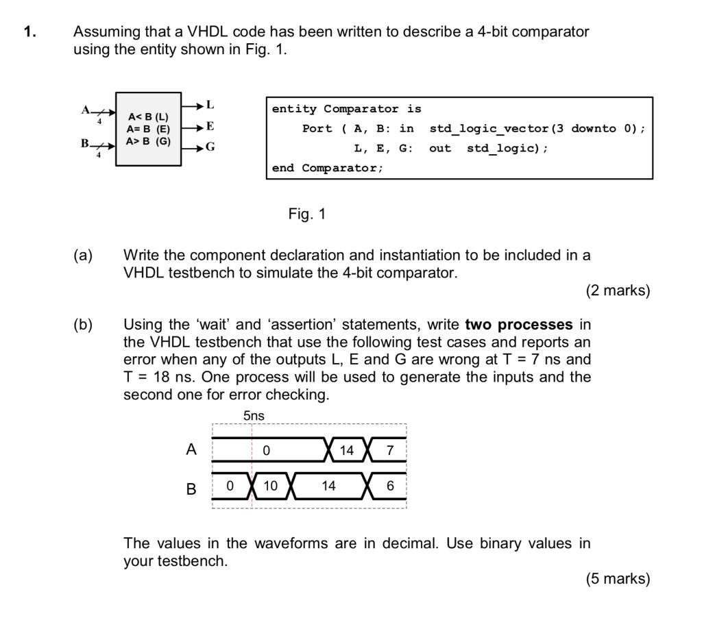 Solved 1. Assuming that a VHDL code has been written to | Chegg.com