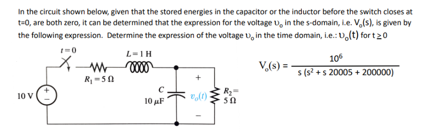 Solved In the circuit shown below, given that the stored | Chegg.com ...