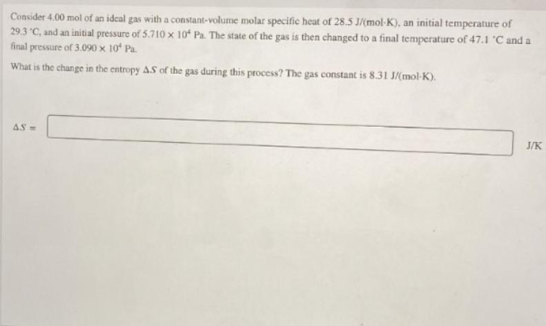 Solved Consider 4.00 mol of an ideal gas with a | Chegg.com