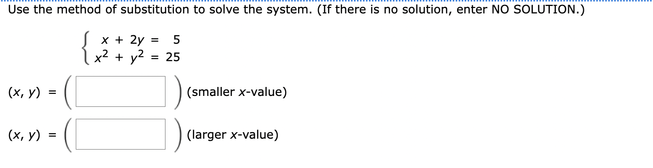 Solved Use the method of substitution to solve the system. | Chegg.com