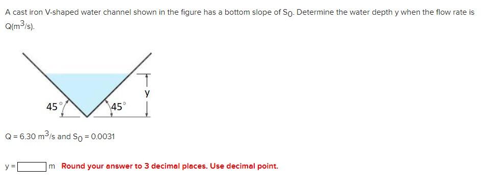 Solved A cast iron V-shaped water channel shown in the | Chegg.com