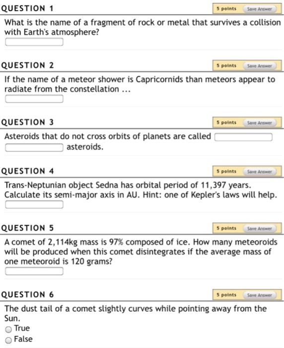 Solved What is the name of a fragment of rock or metal that | Chegg.com