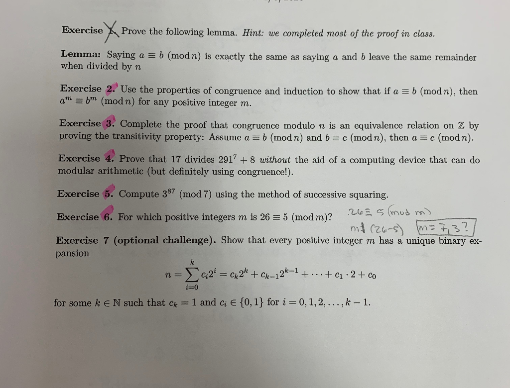 Solved Exercise X Prove The Following Lemma Hint We Com Chegg Com