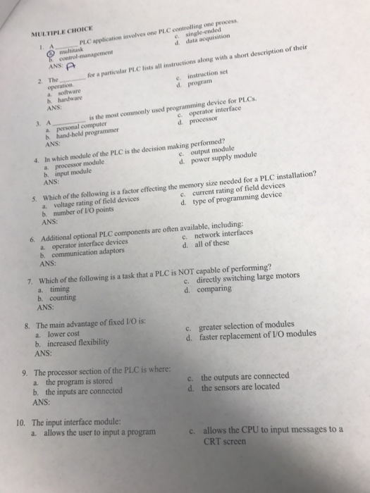 Solved MULTIPLE CHOICE process e. single-ended d. data | Chegg.com