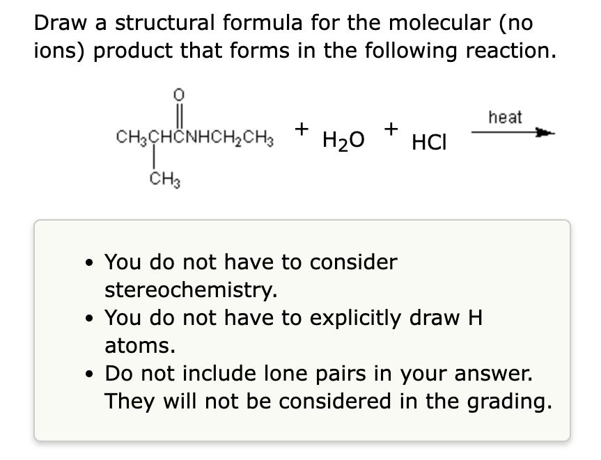 Solved Draw A Structural Formula For The Molecular (no Ions) 