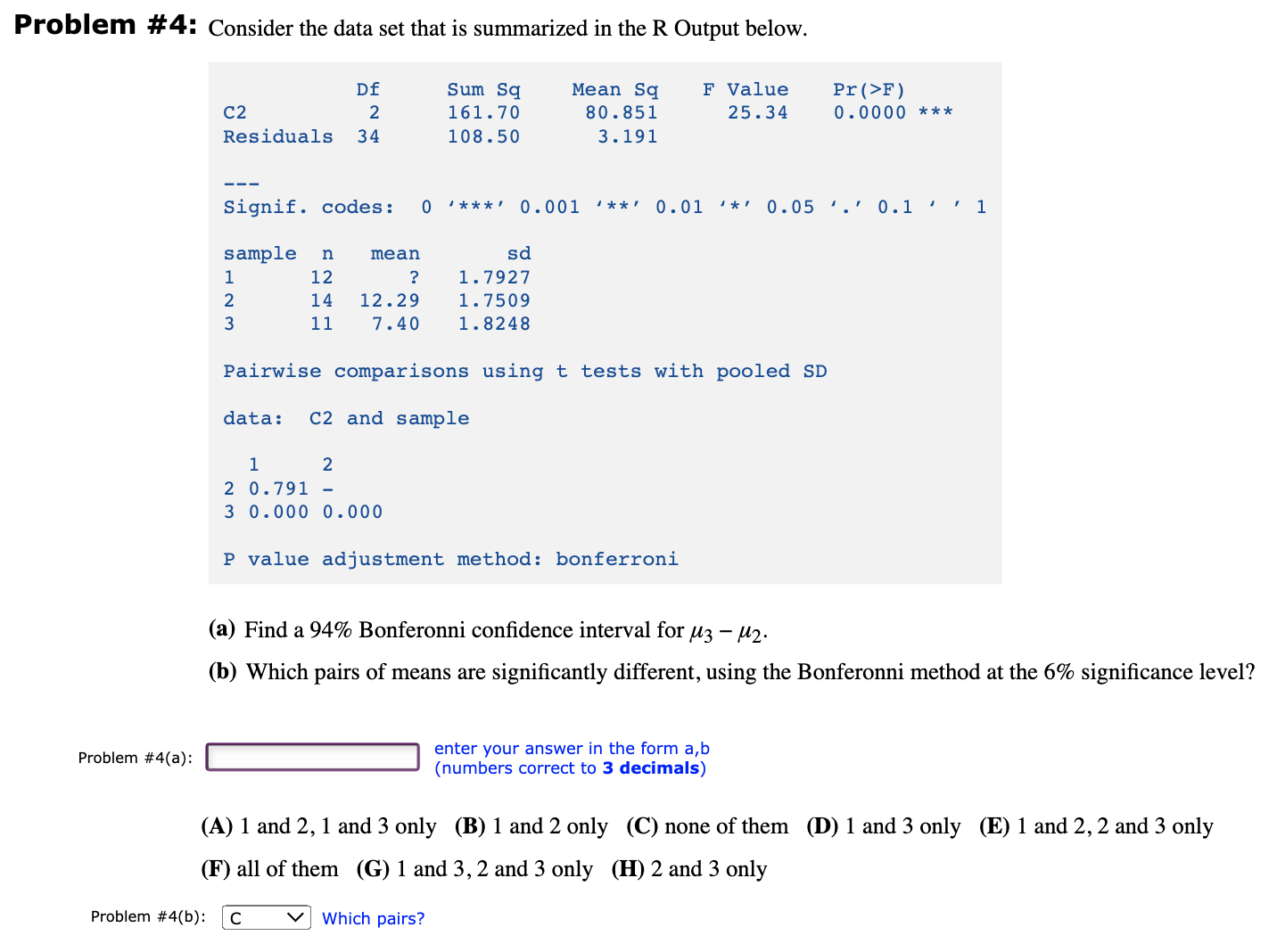 Solved Problem \#4: Consider the data set that is summarized | Chegg.com