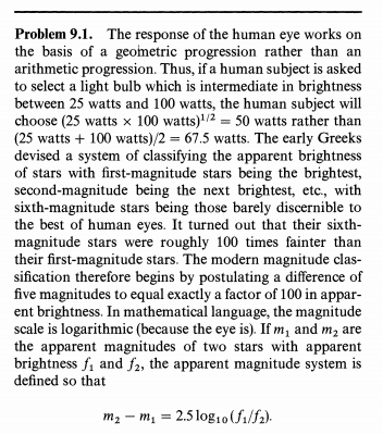 Solved Problem 9.1. The response of the human eye works on | Chegg.com