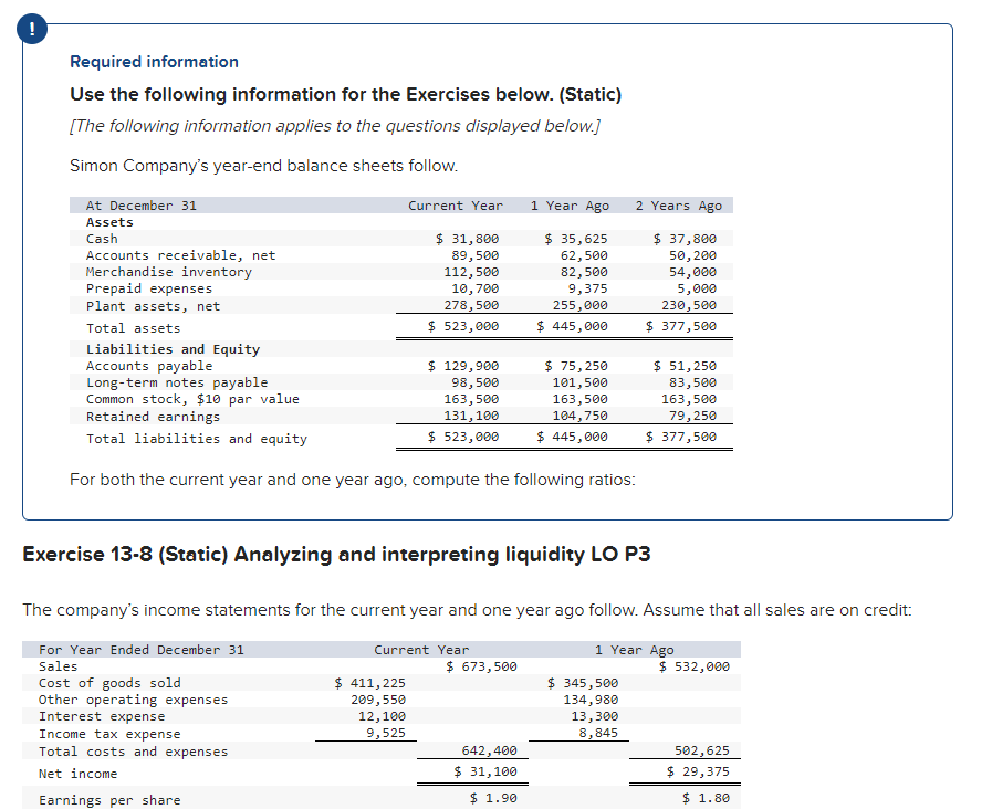 Solved Required information Use the following information | Chegg.com