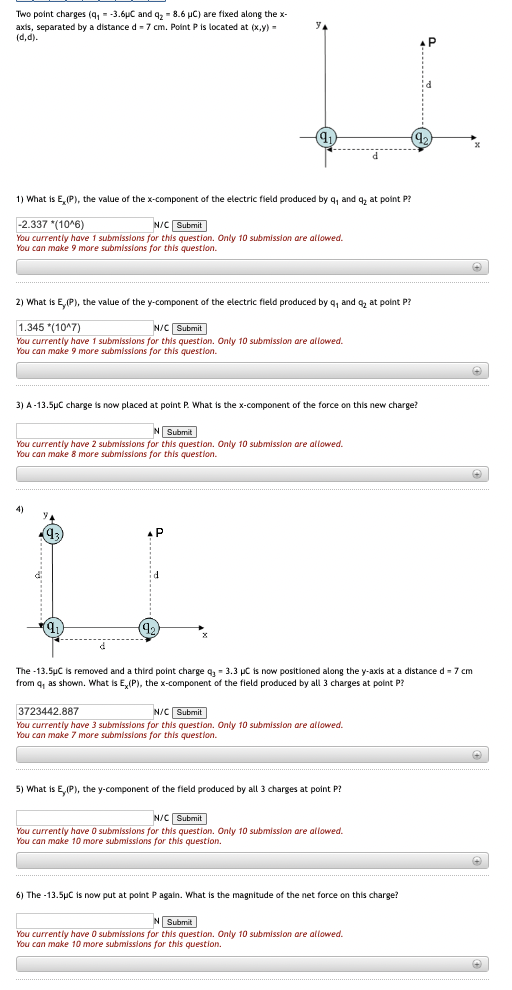 Solved Two point charges (q1=−3.6μc and q2=8.6μC) are fixed | Chegg.com