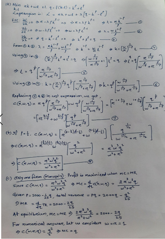 Consider A Production Function With Two Inputs Ca Chegg Com