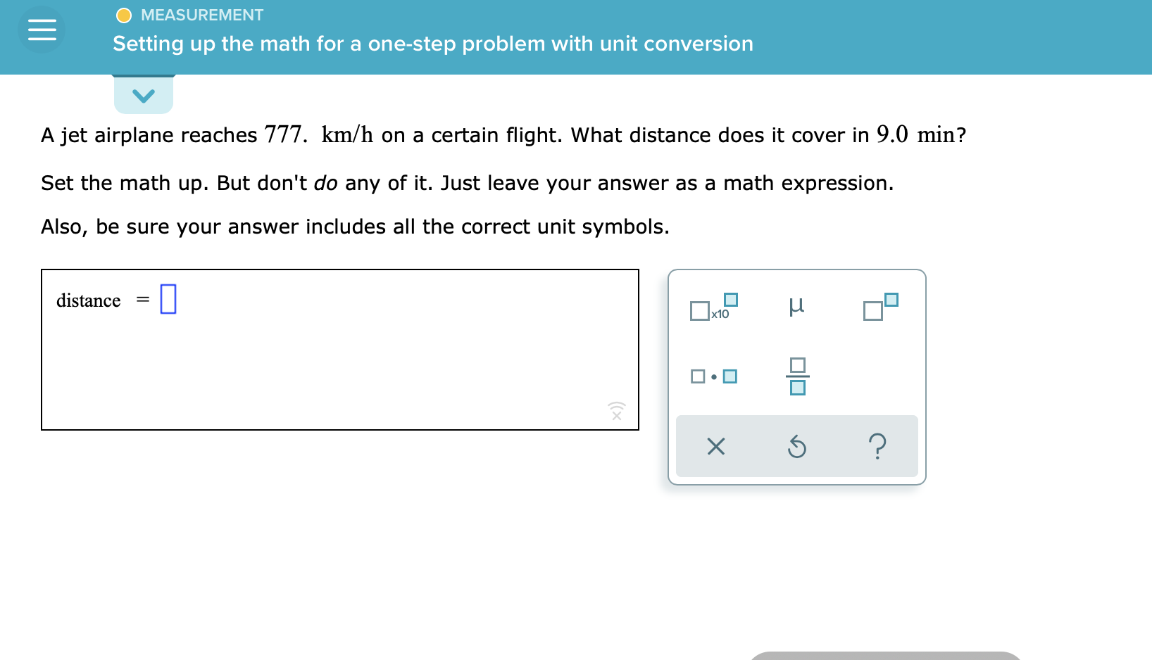 Solved MEASUREMENT Setting up the math for a one-step | Chegg.com