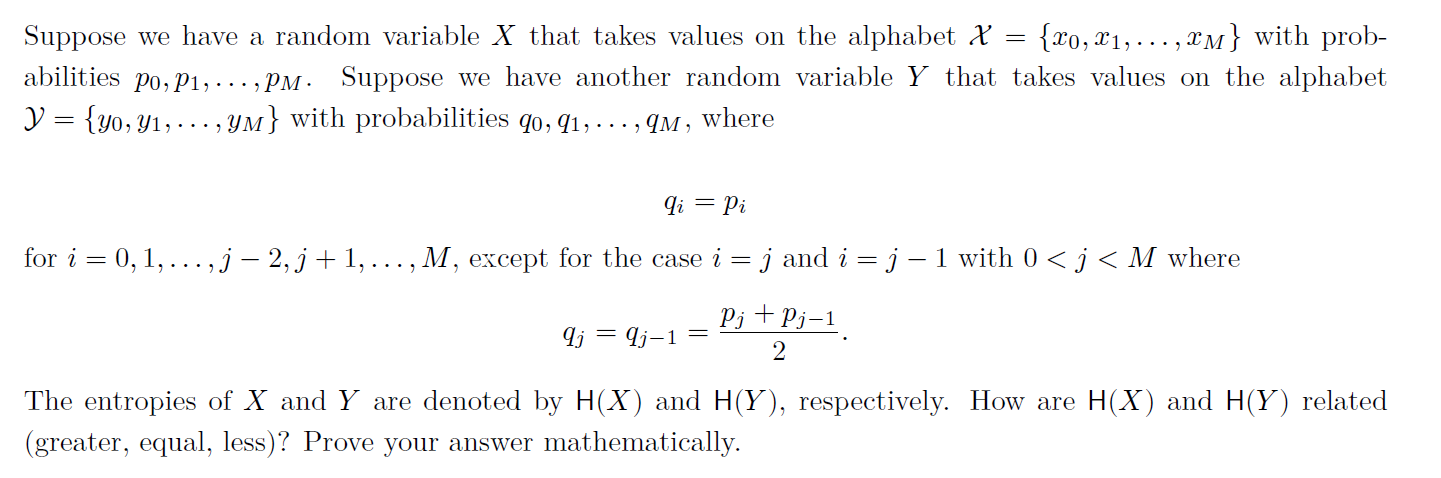 Solved Suppose we have a random variable X that takes values | Chegg.com