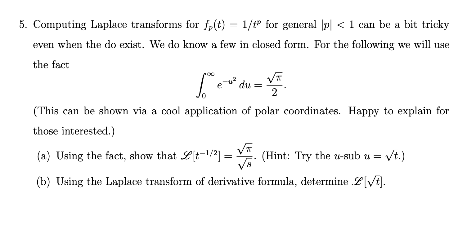 Solved Computing Laplace Transforms For Fp T 1 Tp For