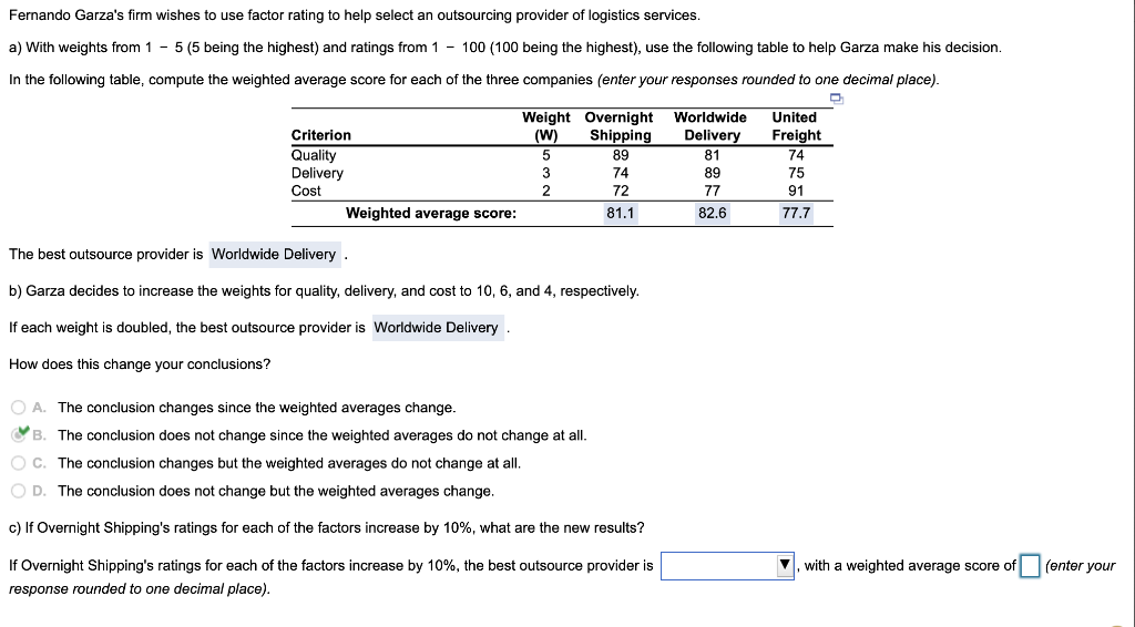 Solved Fernando Garza's Firm Wishes To Use Factor Rating To | Chegg.com