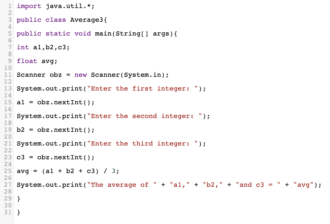 Solved 2.1: Average of Three Write a program that reads | Chegg.com