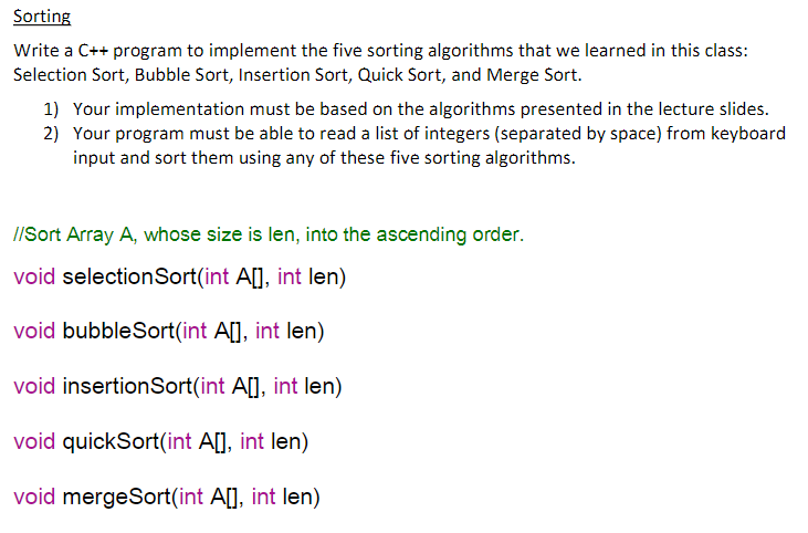 Solved Write a C++ program to implement Bubble Sort and