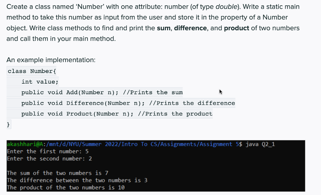 Solved Create a class named 'Number' with one attribute: | Chegg.com