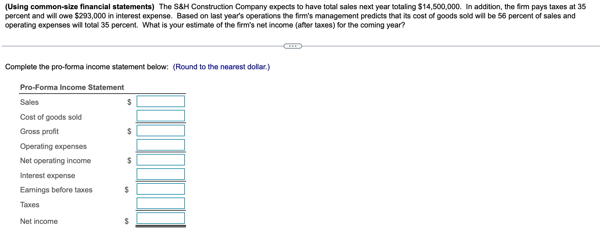 Solved Using Common Size Financial Statements The Sandh