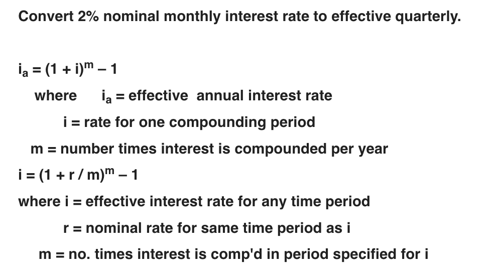 Solved Convert 2 nominal Monthly Interest Rate To Effective Chegg