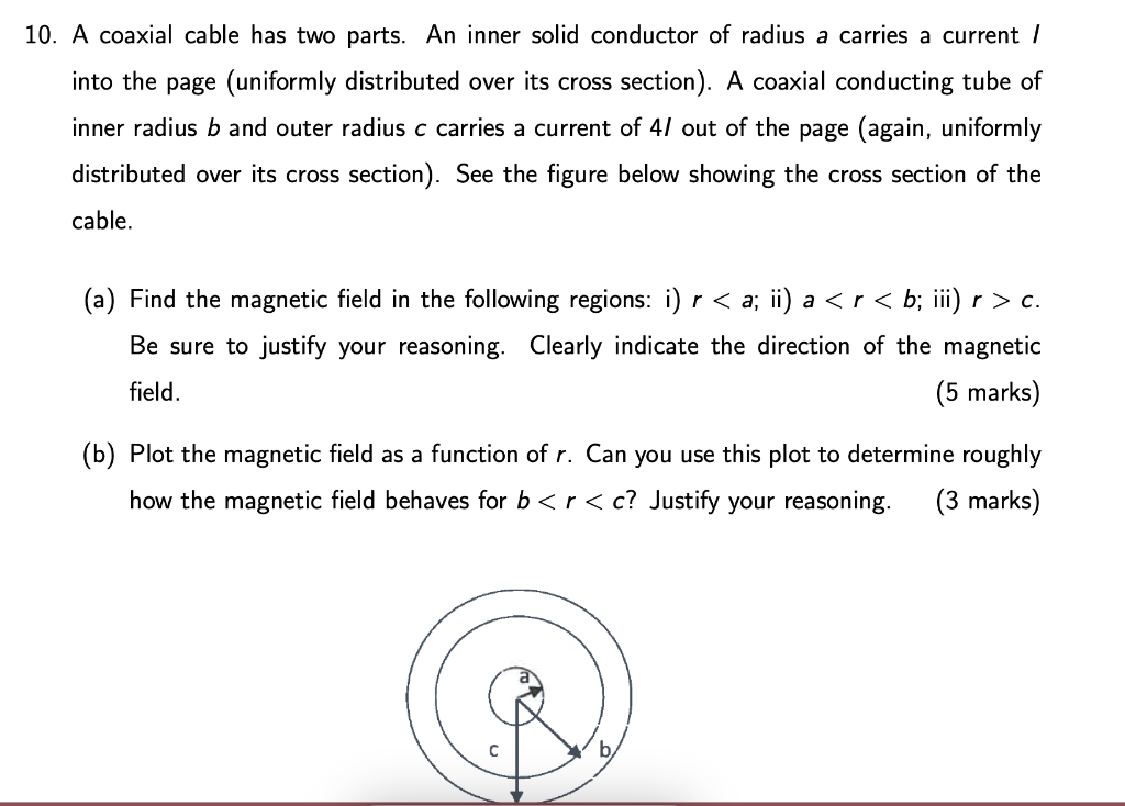 Solved 0. A Coaxial Cable Has Two Parts. An Inner Solid | Chegg.com