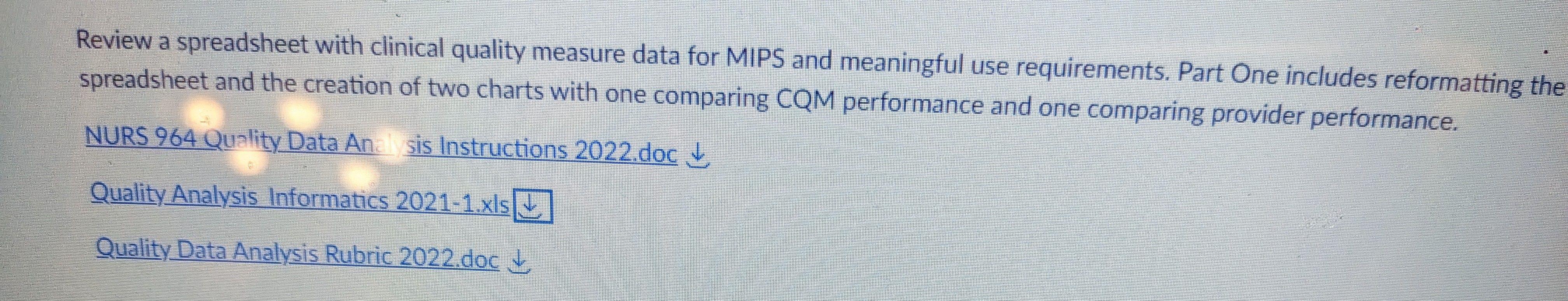 Review a spreadsheet with clinical quality measure | Chegg.com