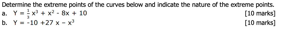 Solved Determine the extreme points of the curves below and | Chegg.com
