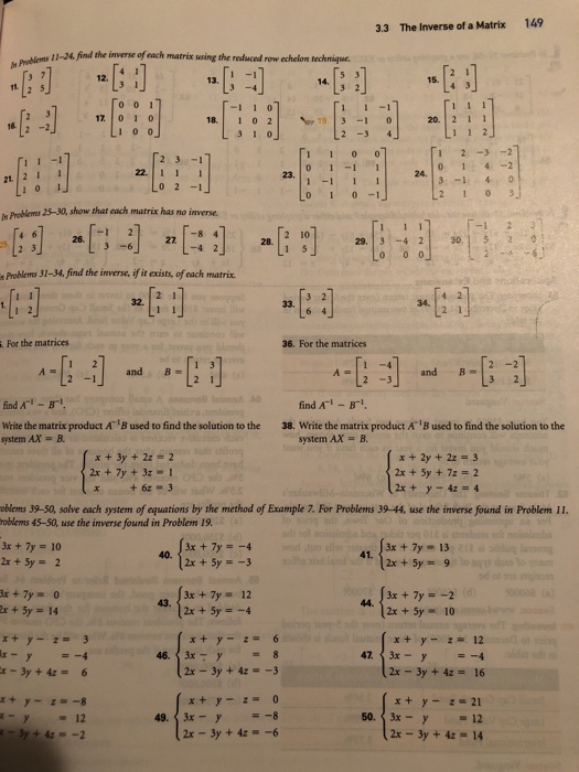 Solved 3.3 The Inverse of a Matrix 149 Probkdoms 1-24,find | Chegg.com
