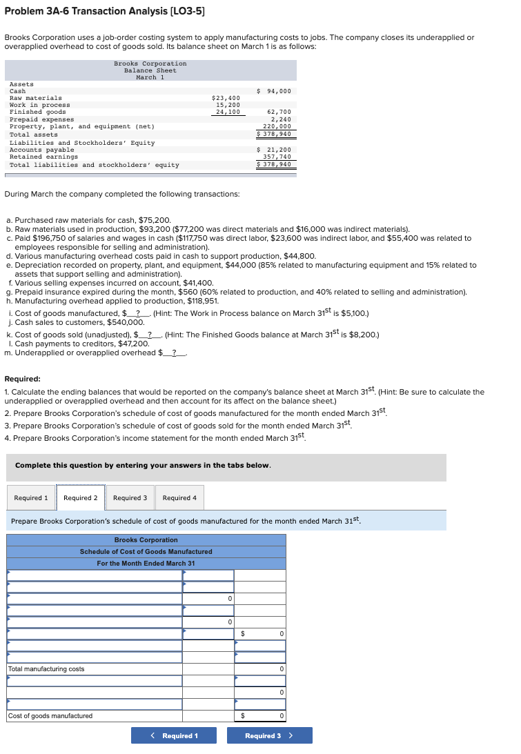 Solved Problem 3A-6 Transaction Analysis (LO3-5) Brooks | Chegg.com