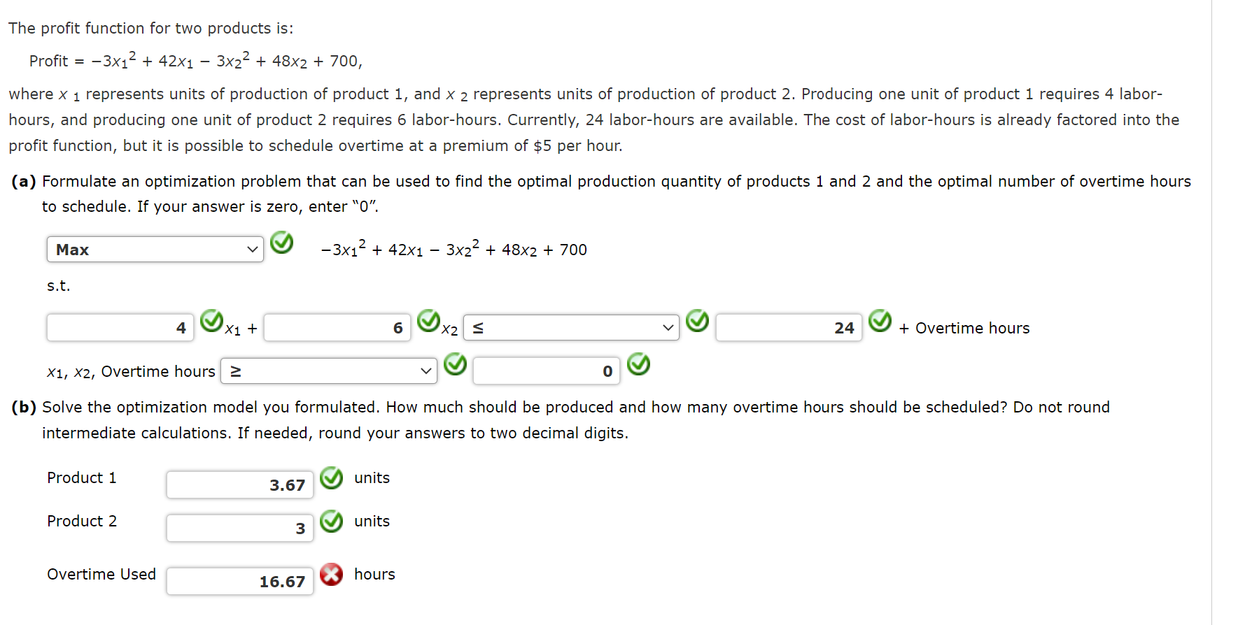 Solved The profit function for two products is: Profit | Chegg.com