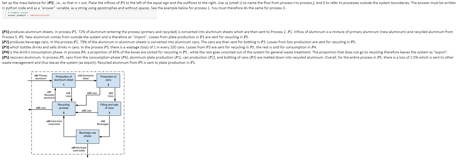 Solved cocess 5, P5. New aluminum comes from outside the | Chegg.com
