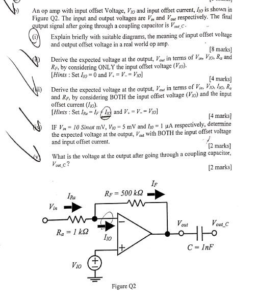 Solved op amp with input offset Voltage, V10 and input