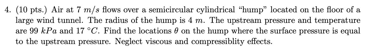 Solved (10 pts.) Air at 7 m/s flows over a semicircular | Chegg.com