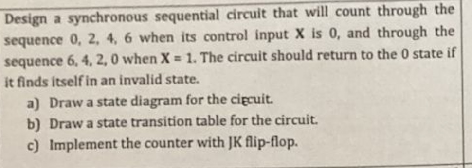 Design a synchronous sequential circuit that will | Chegg.com