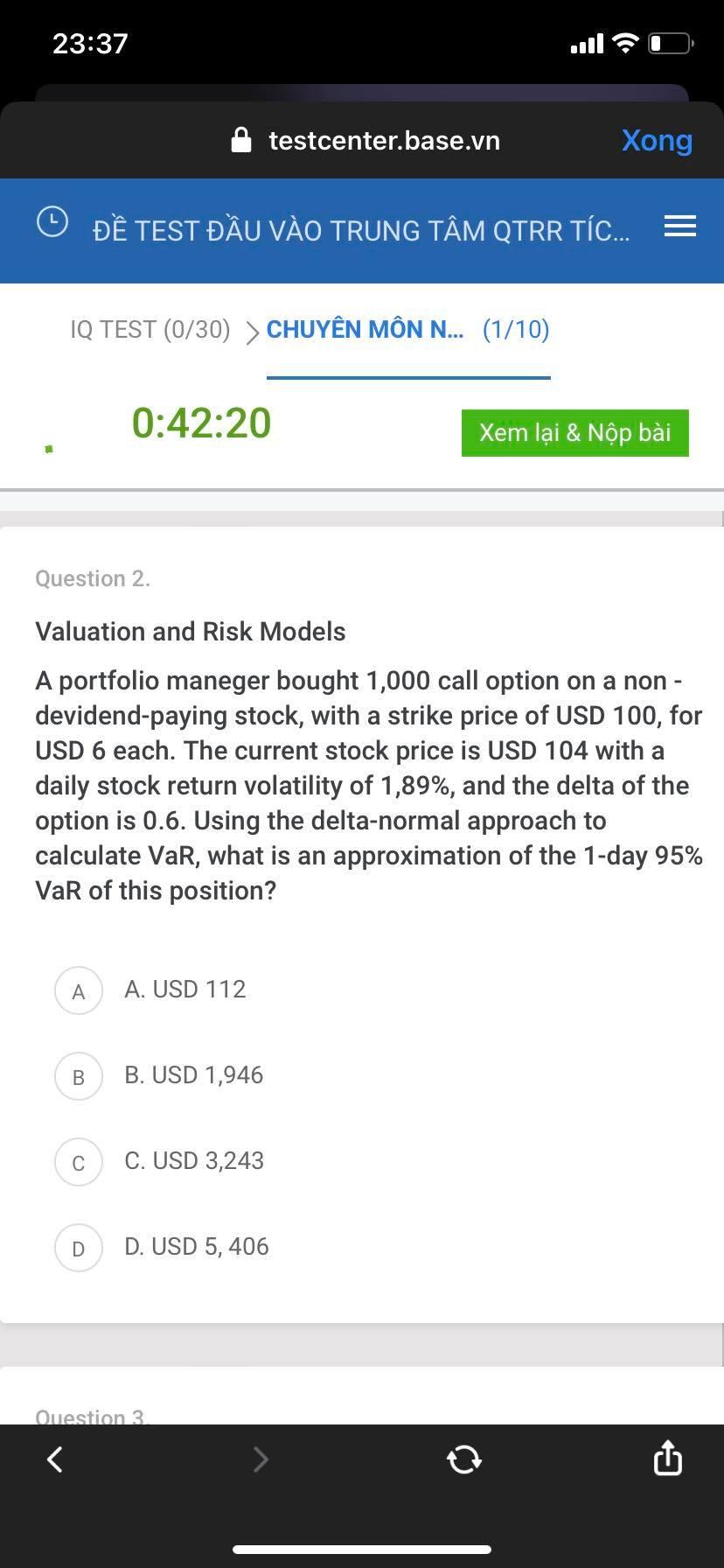 Solved Question 2. Valuation and Risk Models A portfolio | Chegg.com