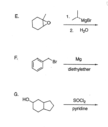 Solved E. MgBr 2. H20 F. Mg Br diethylether G. но 30 SOCl2 | Chegg.com