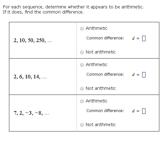 Solved For each sequence, determine whether it appears to be | Chegg.com