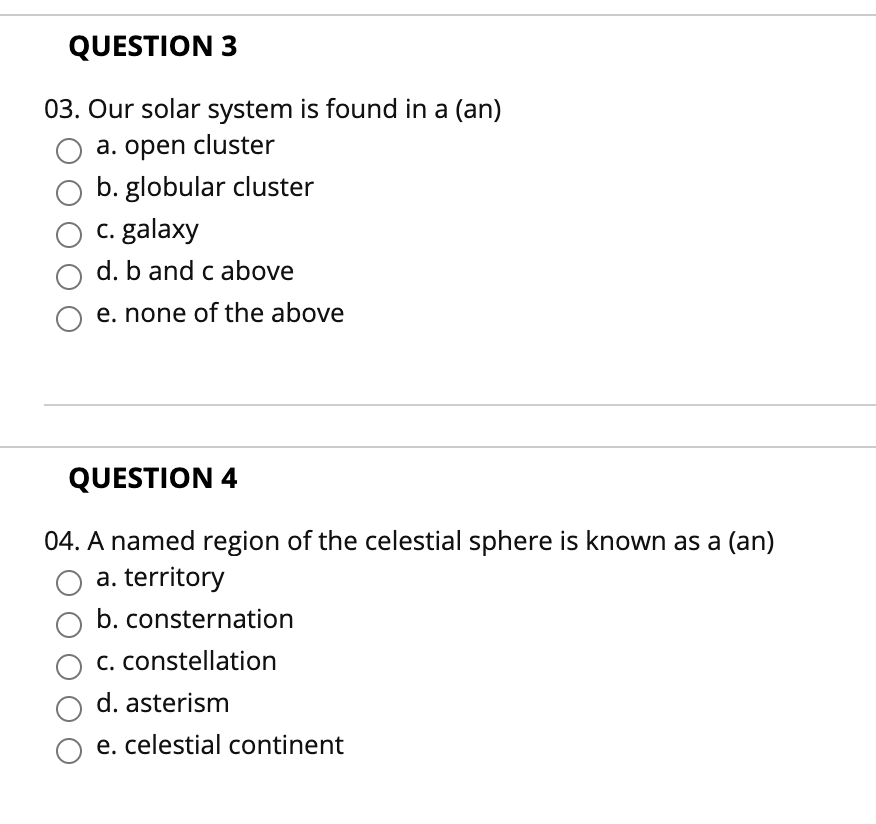 Basic Astronomy Math Question Solved QUESTION 1 01. Astronomy is the science that deals | Chegg.com