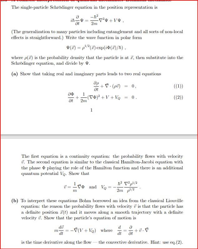 Solved The single-particle Schrödinger equation in the | Chegg.com