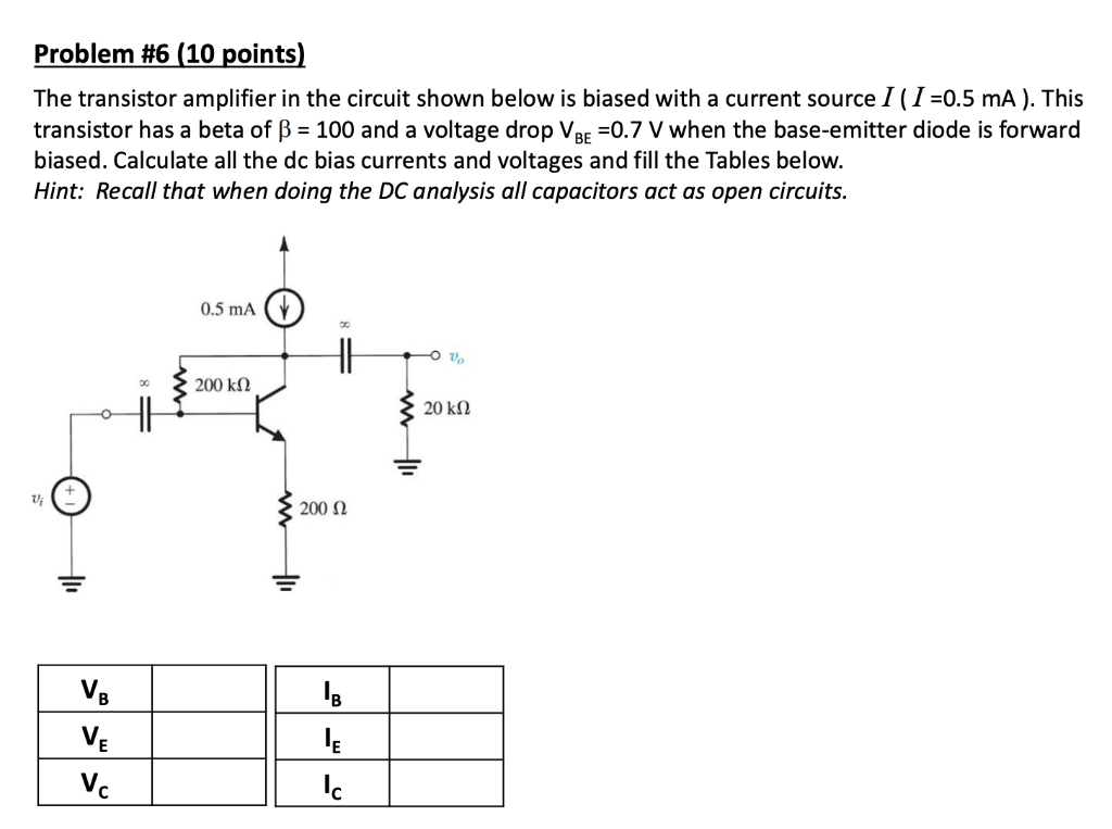 Solved Problem #6 (10 Points) The Transistor Amplifier In | Chegg.com