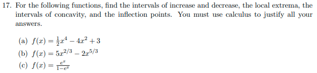 Solved 17. For the following functions, find the intervals | Chegg.com
