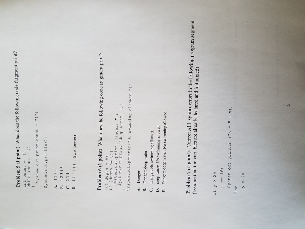 Solved Problem 1 (1 point). What is the output of the | Chegg.com