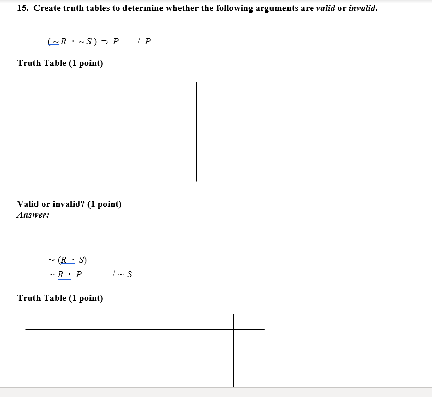 Solved 15. Create truth tables to determine whether the