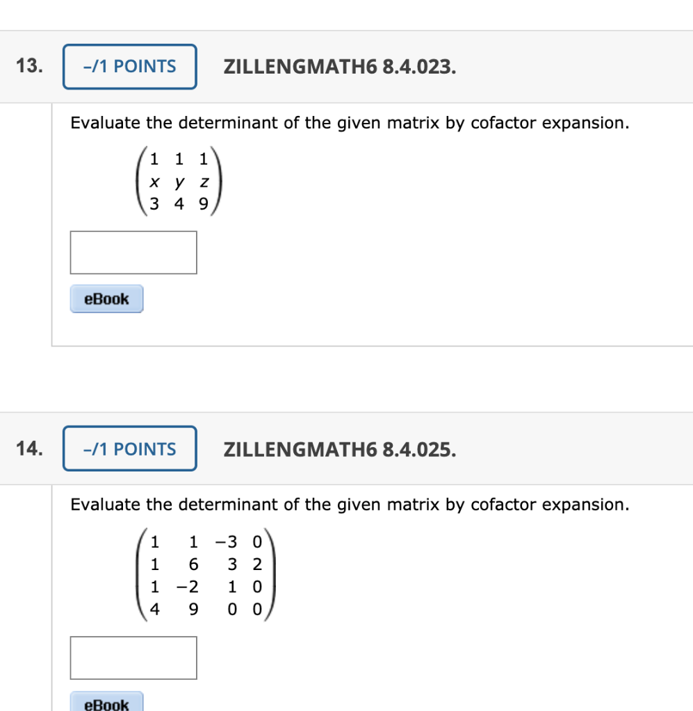 13 1 Points Zillengmath6 8 4 023 Evaluate The Chegg Com