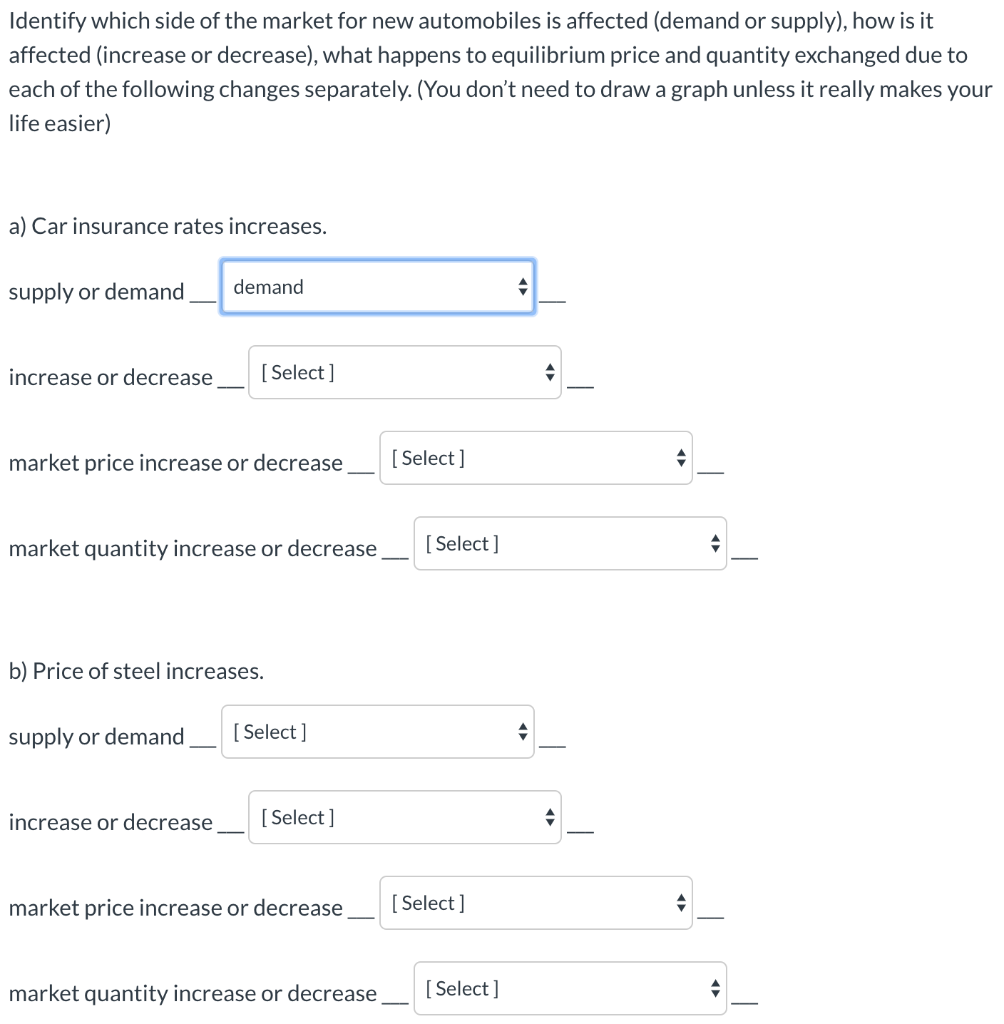 Solved Identify which side of the market for new automobiles