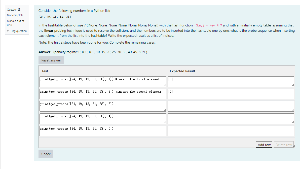 Solved Question 2 Not complete Consider the following | Chegg.com