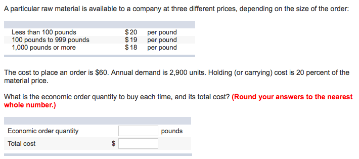 Solved A particular raw material is available to a company | Chegg.com