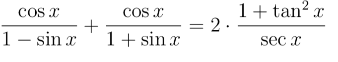 Solved 1−sinxcosx+1+sinxcosx=2⋅secx1+tan2x | Chegg.com