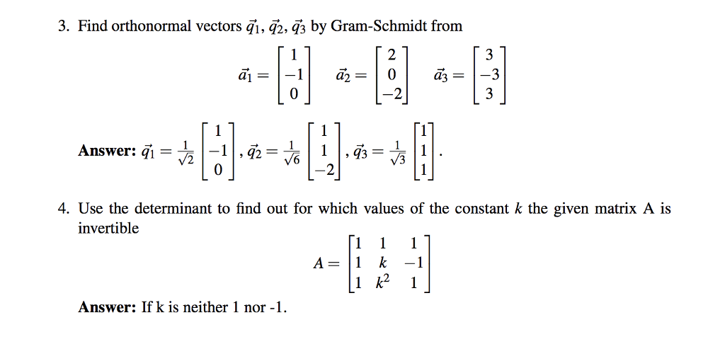 Solved 3. Find orthonormal vectors q1, 72, 73 by