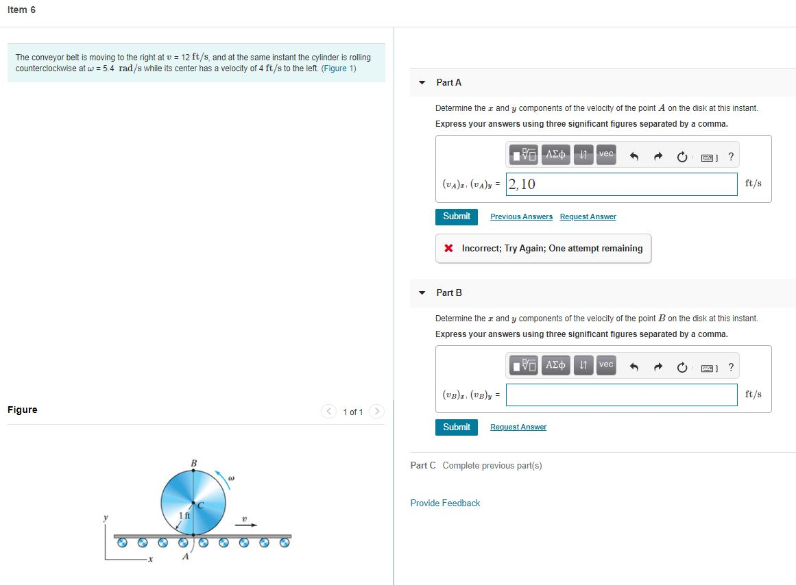 Solved Item 6 The conveyor belt is moving to the right at v | Chegg.com