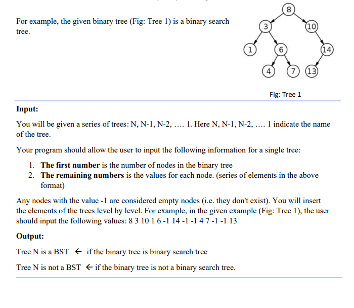 Solved For example, the given binary tree (Fig: Tree 1) is a | Chegg.com